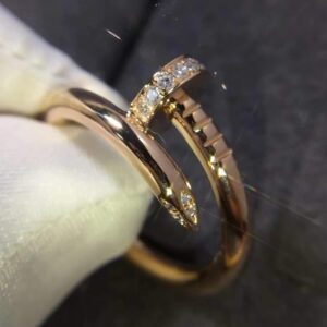 Custom 18K Gold Nail-Inspired Diamond Ring
