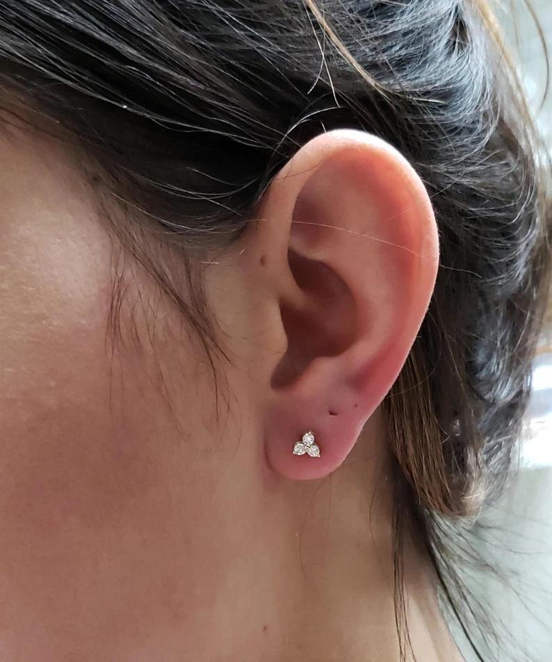 18K Gold Natural Diamond Stud Earrings, 0.18ct VS G Certified