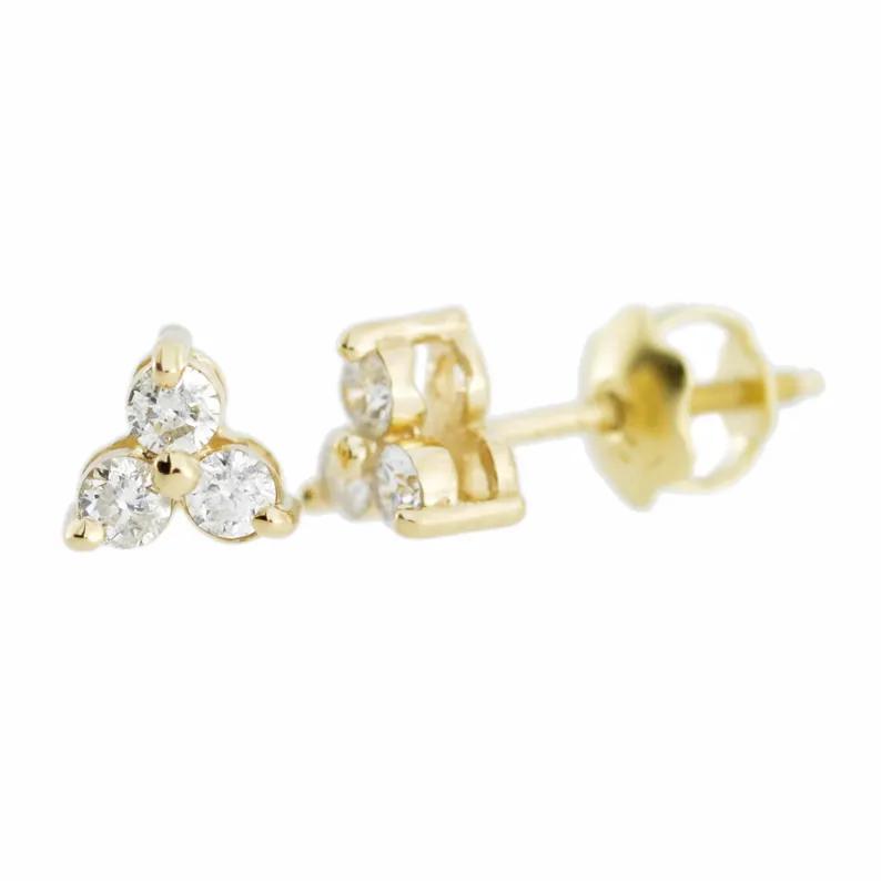 18K Gold Natural Diamond Stud Earrings, 0.18ct VS G Certified - Image 2